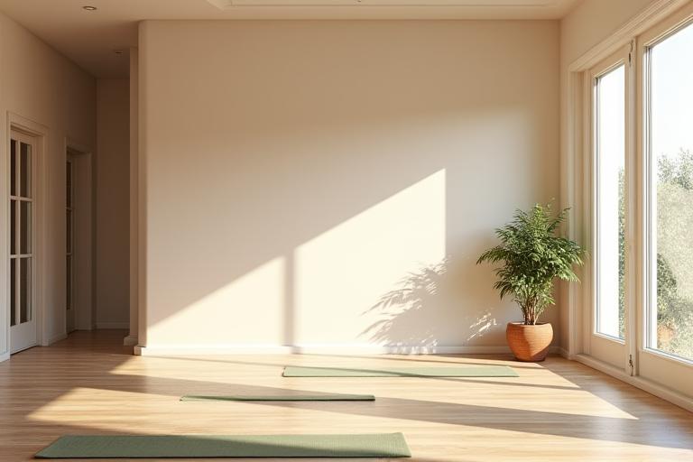 고요한 요가 스튜디오 내부 모습 (Serene yoga studio interior)