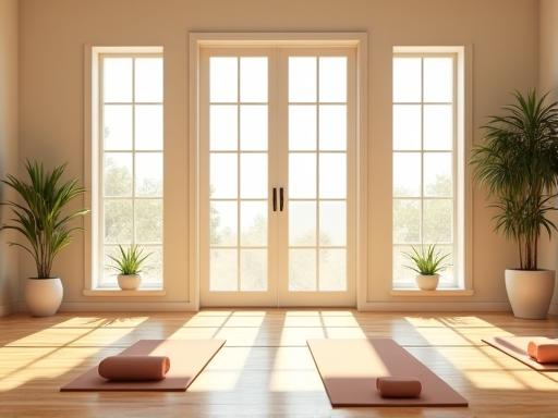 햇살 가득한 요가 수련 공간